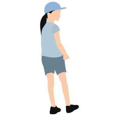 Beyaz arka planda düz stil siluet çocuk kız, izole