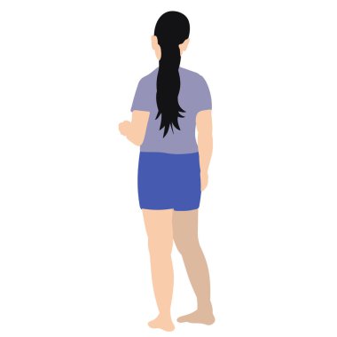 Siluet kız düz stil beyaz arkaplan, izole, vektör