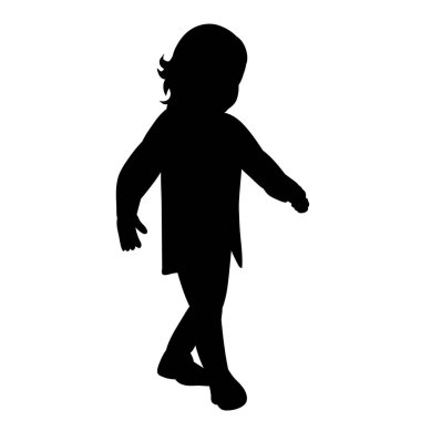 vektör, izole edilmiş, küçük bir kızın siyah silueti.