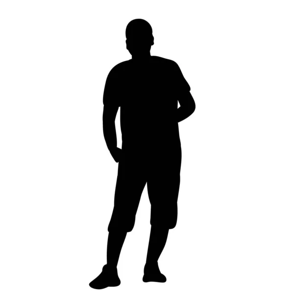 Black Silhouette Man White Background — Stock Vector