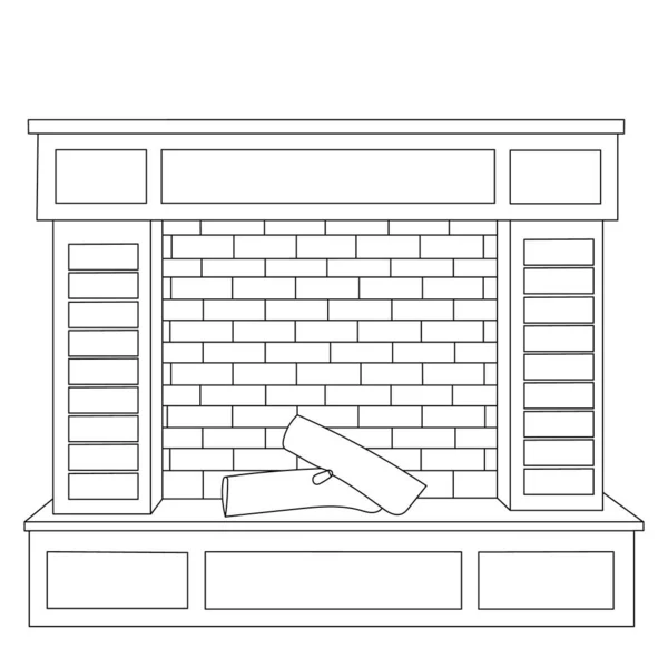 통나무로 벽난로를 스케치 벡터를 — 스톡 벡터