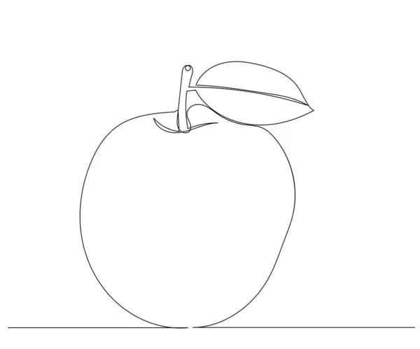 Apple Drawing One Continuous Line Isolated Vector — Stock Vector