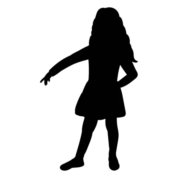 Векторный Изолированный Черный Силуэт Маленькой Девочки — стоковый вектор