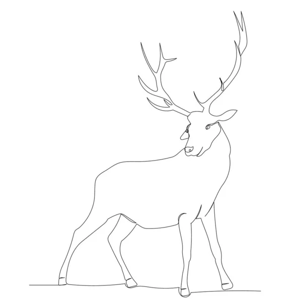 Deer Continuous Line Isolated Vector — Stock Vector