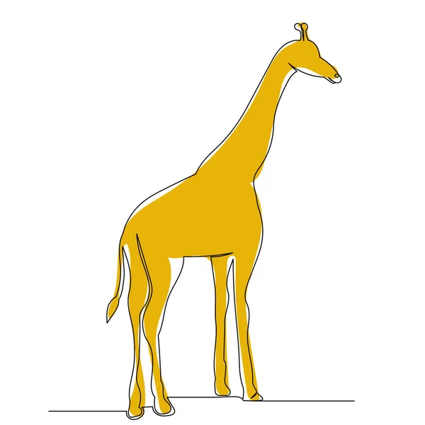 Girafe Jaune Dessin Ligne Continue — Image vectorielle