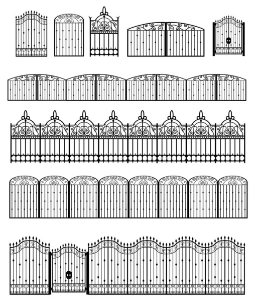 Conjunto Valla Silueta Aislado Vector — Archivo Imágenes Vectoriales