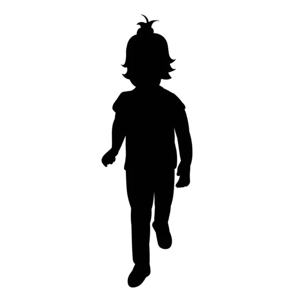 Silueta Negra Una Niña Caminando — Vector de stock