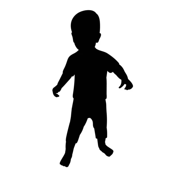 ベクトル隔離された黒いシルエットの少年が歩く — ストックベクタ