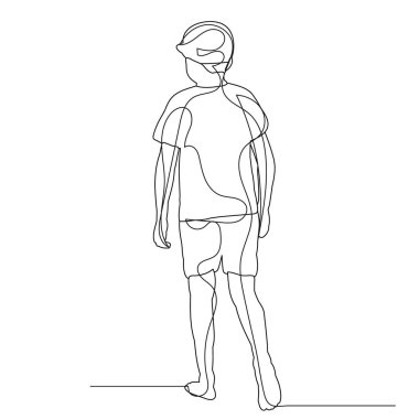 Başlık çizgisi içindeki çocuk, çizim