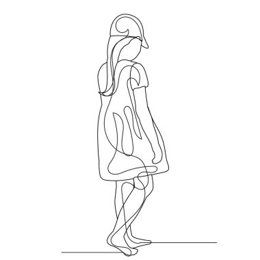 Başlık çizgisi içindeki çocuk, çizim, izole edilmiş, vektör