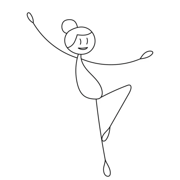 Girl Dancing Stick Figure Isolated Vector — Stock Vector