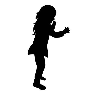 Küçük bir kızın izole, siyah silueti.