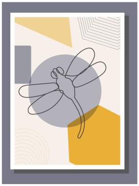 Soyut bir arkaplanda yusufçuk çizimi, duvarda resim.