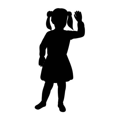 Küçük bir kızın izole, siyah silueti.