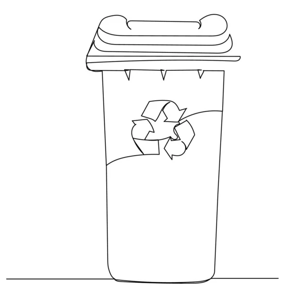 Çöp Tenekesi Sürekli Bir Satırla Çiziliyor — Stok Vektör