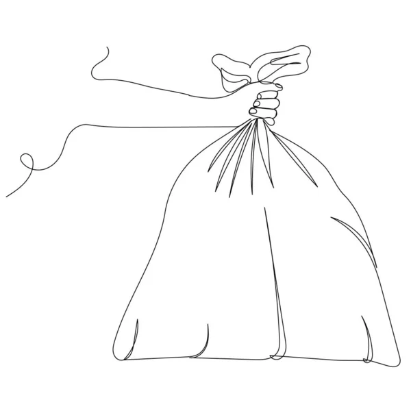 Sac Poubelle Avec Dessin Main Une Ligne Continue Isolé — Image vectorielle