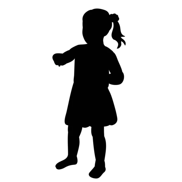 Διάνυσμα Απομονωμένη Μαύρη Σιλουέτα Ενός Μικρού Κοριτσιού — Διανυσματικό Αρχείο