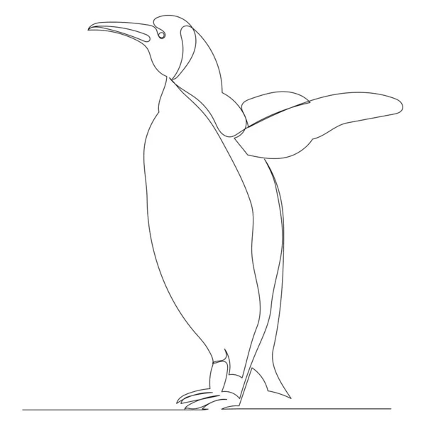 Pinguïn Tekening Door Continue Lijn Geïsoleerd — Stockvector