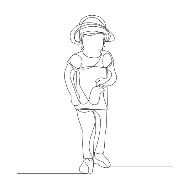 Vecteur Isolé Fille Dessin Enfant Dans Chapeau — Image vectorielle