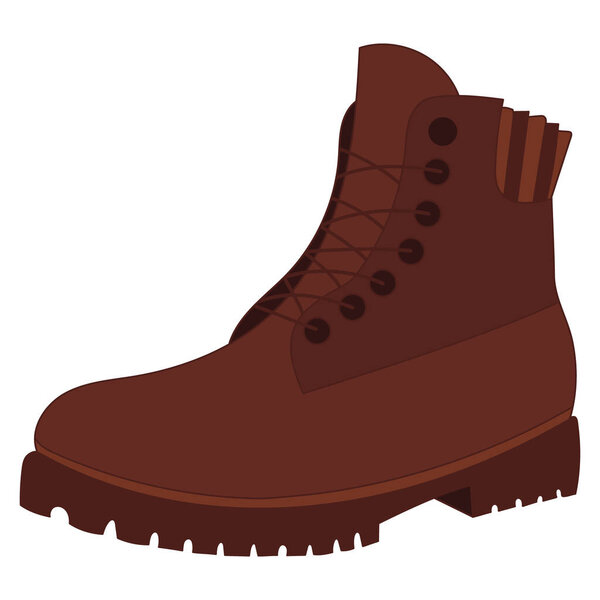 векторные, изолированные, в плоском стиле мужские коричневые сапоги