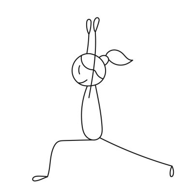 Sopa figürü kız egzersiz yapıyor, spor yapıyor, izole edilmiş vektör kullanıyor.