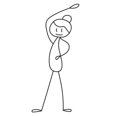 Çubuk figürlü kız egzersiz yapıyor.