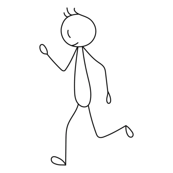 Stick Figure Man Running Isolated Vector — Stock Vector