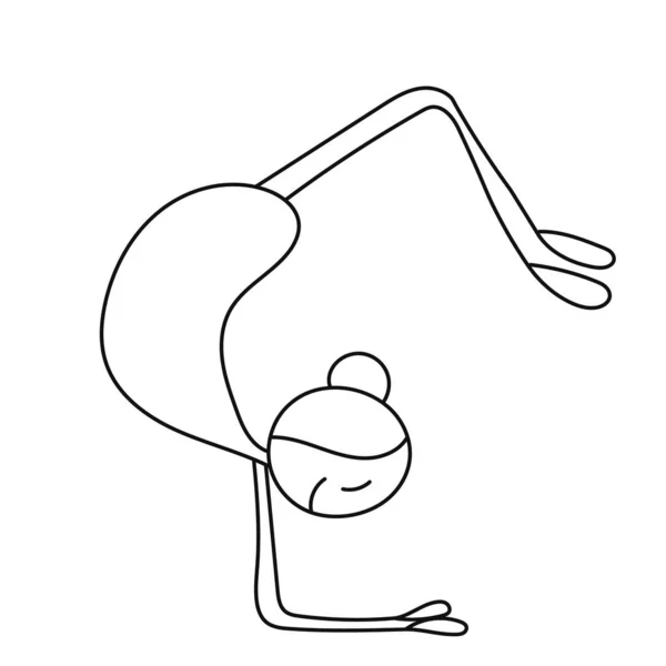 Bâton Figure Fille Faire Yoga Vecteur Isolé — Image vectorielle
