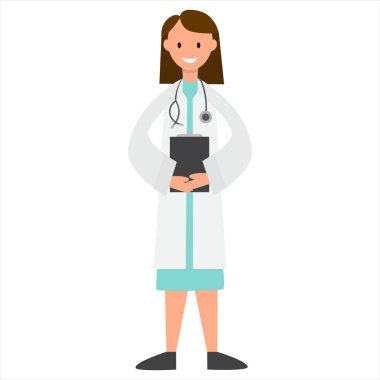 Düz stil doktor kadın.