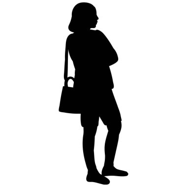 siyah siluet kız, kadın vektör