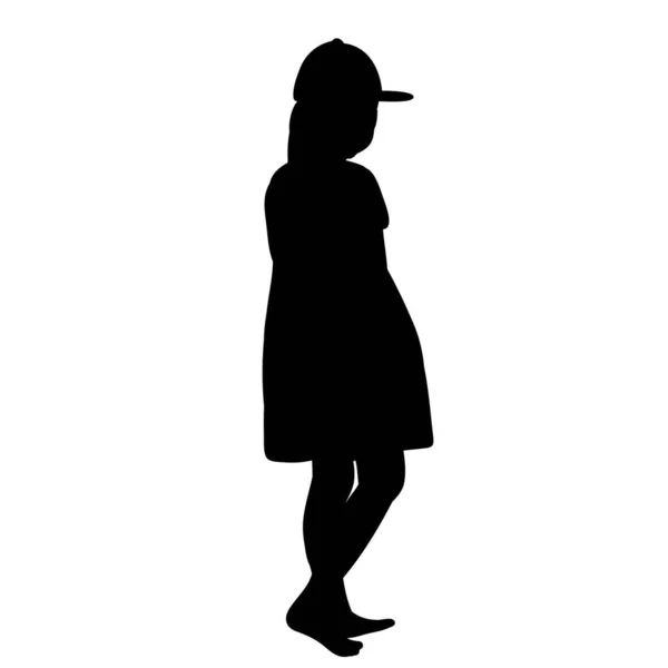 Silhouette Enfant Fille Vecteur Isolé — Image vectorielle