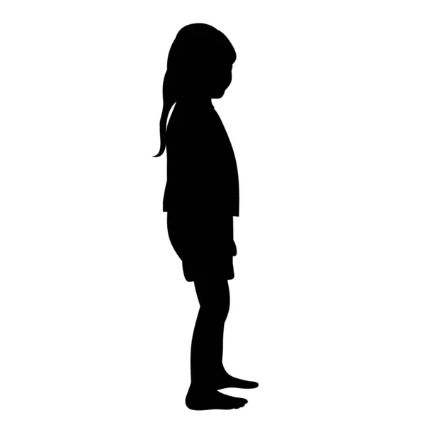 Μαύρη Σιλουέτα Παιδί Κορίτσι Διάνυσμα — Διανυσματικό Αρχείο