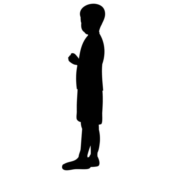 Silhouette Noire Enfant Garçon Vecteur — Image vectorielle