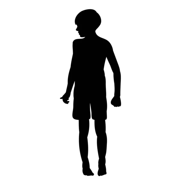 Zwart Silhouet Jongen Vector Geïsoleerd — Stockvector