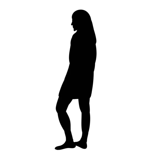 Zwart Silhouet Vrouw Vector Geïsoleerd — Stockvector