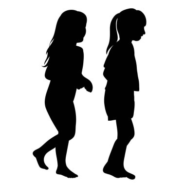 Siyah siluet çocuklar soyutlanmış oynuyor