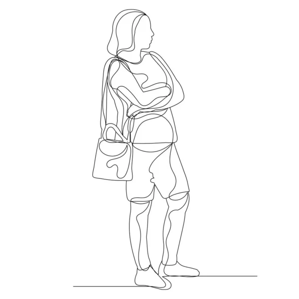 Эскиз Линии Рисунок Девушка Женщина — стоковый вектор