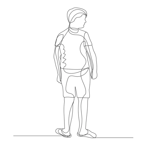 Line Drawing Child Boy Sketch Vector — Stock Vector