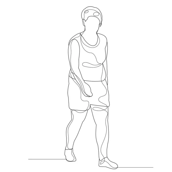 Línea Continua Dibujo Mujer Chica Bosquejo Vector — Archivo Imágenes Vectoriales