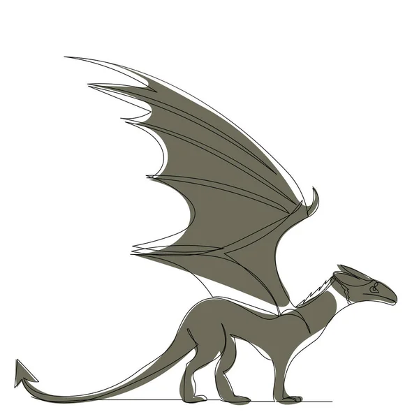 Dragon Dessin Une Ligne Croquis — Image vectorielle