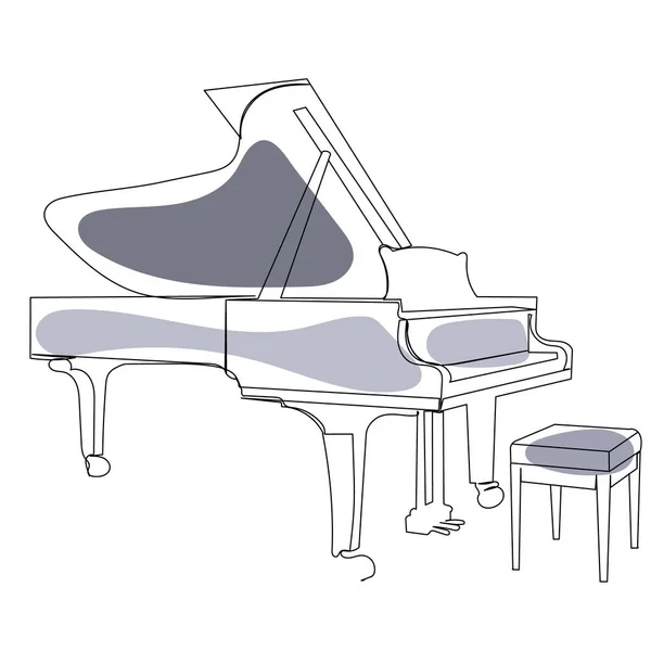 Vector Isolated Grand Piano One Line Drawing Sketch — Stock Vector