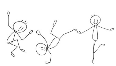 vektör, izole, çöp adam, insanlar seviniyor