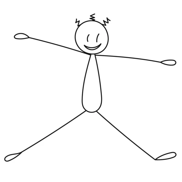 Vector Isolated Stick Figure Man Rejoices — Stock Vector