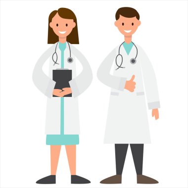vektör, izole, doktor erkek ve kadın