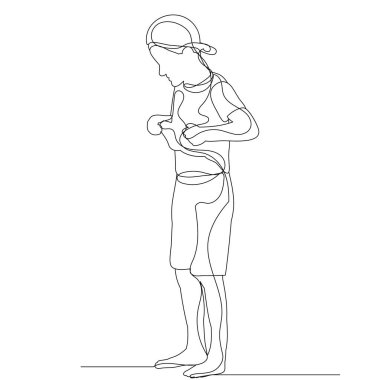 vektör, izole, çocuk çizimi, erkek çizgi çizimi