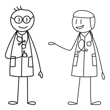 vektör, izole, çöp adam doktorlar