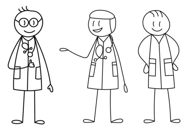 Figurina Amuzant Doctor Set Vectorial Izolat — Vector de stoc