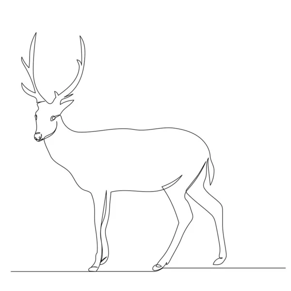 Single Continuous Line Drawing Deer — Stock Vector