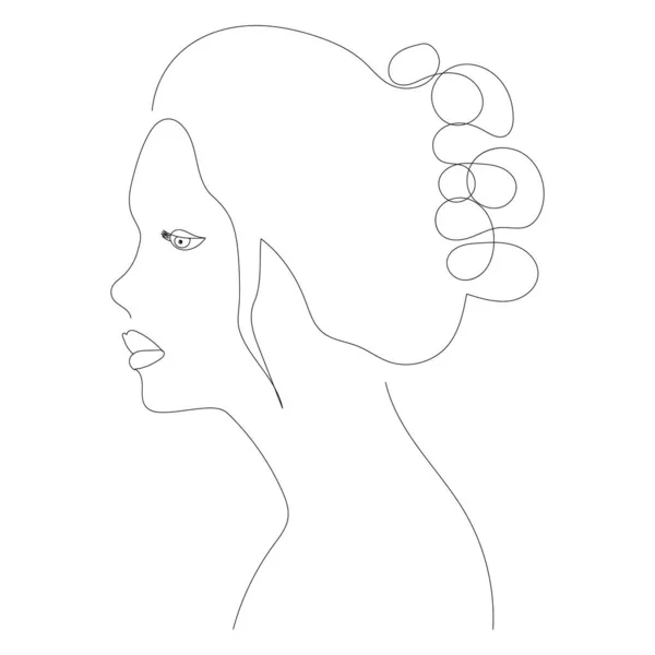 Una Línea Continua Dibujo Retrato Chica Vector — Archivo Imágenes Vectoriales