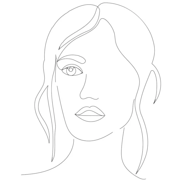 Portrait Fille Dessin Par Une Ligne Continue — Image vectorielle